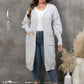 Plus Size Long Sleeve Pocketed Cardigan