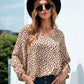 Beauteous Printed V-Neck Balloon Sleeve Blouse