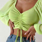 Drawstring Sweetheart Neck Cropped Top