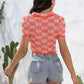 Plaid Button Up Short Sleeve Cardigan