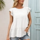 Women's Round Neck Flutter Sleeve Tiered Blouse