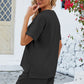 Adryane Jay Notched Button Detail Dropped Shoulder Top and Shorts Set