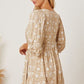 Women's DentaCosmo Floral Tie Neck Ruched Babydoll Dress