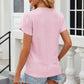 Eyelet V-Neck Petal Sleeve T-Shirt