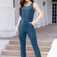 Drawstring Round Neck Sleeveless Jumpsuit