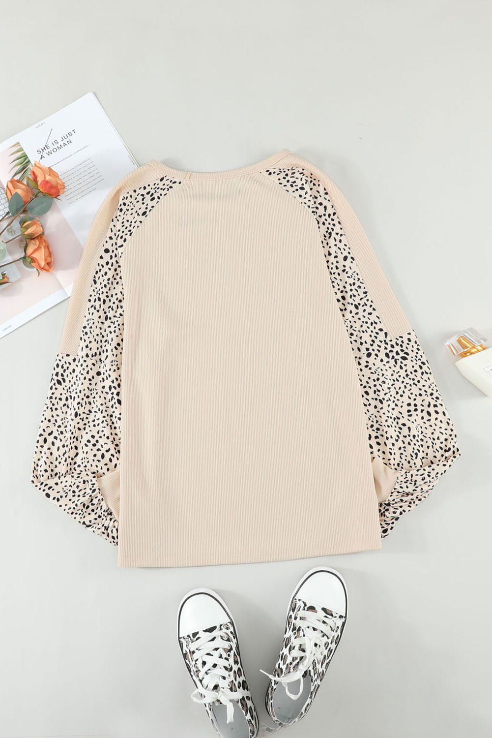 Women's Leopard Raglan Sleeve Top