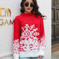 KnittedEmporium Christmas Snowflake Pattern Mock Neck Sweater