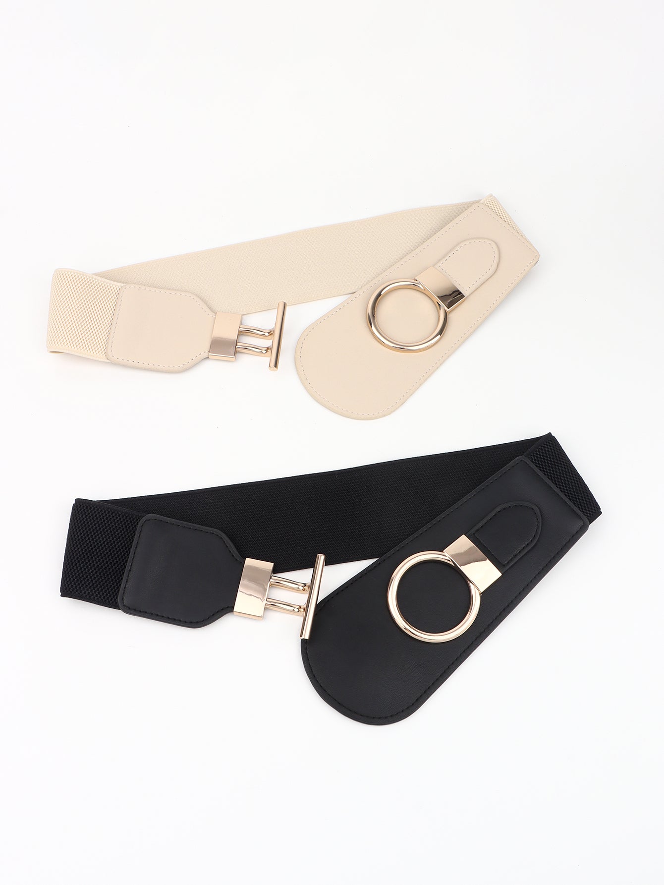 Women's PU Elastic Wide Belt with Alloy Buckle