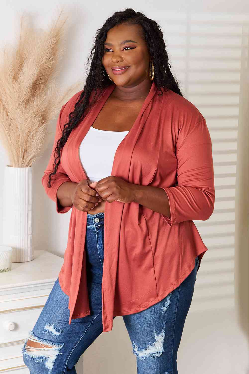 Culture Code Full Size Open Front Cardigan *