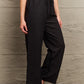 Black Tie Waist Long Pants