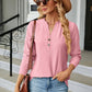 Full Size Notched Neck Long Sleeve Buttoned Blouse