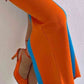 Mia Contrast Wide Strap Slit Midi Dress