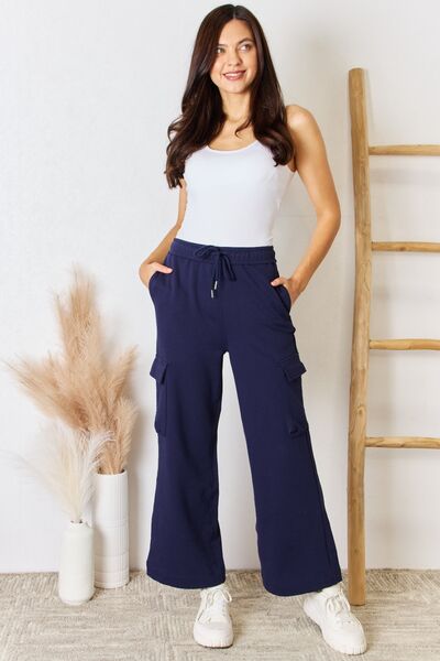 RISEN Drawstring Relaxed Cargo Wide Leg Pants *