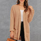 Pocketed Open Front Long Sleeve Cardigan