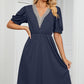 V-Neck Puff Sleeve Dress