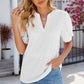 Eyelet Notched Puff Sleeve T-Shirt