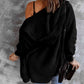 Open Front Hooded Faux Fur Outwear Jacket with Pockets