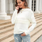 Hannah&Mea Round Neck Openwork Long Sleeve Pullover Sweater