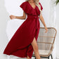 Ruffled Tied V-Neck Midi Dress