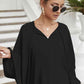 Black Tie Neck Balloon Sleeve Blouse