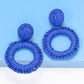 Round Shape Raffia Grass Dangle Earrings