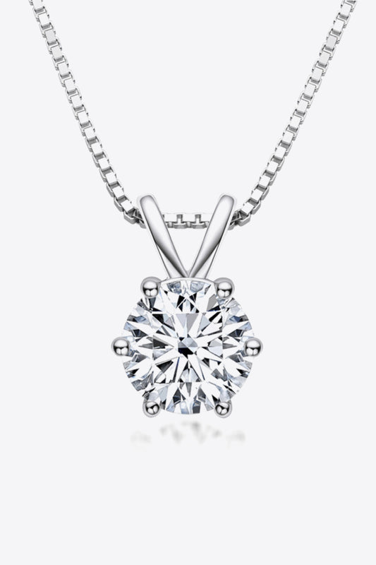 925 Sterling Silver 1 Carat Moissanite Women's Pendant Necklace