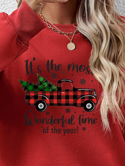 CHRISTMAS THEMED Graphic Round Neck Long Sleeve Sweatshirt