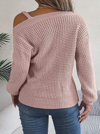 Allissa Asymmetrical Neck Cold Shoulder Long Sleeve Sweater