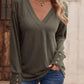 Full Size V-Neck Long Sleeve Top