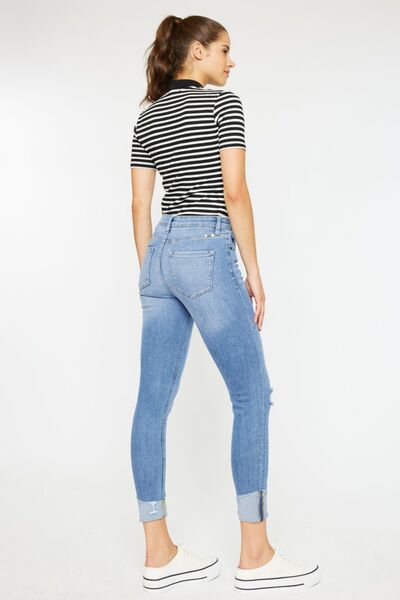 Kancan Distressed Cat's Whiskers Button Fly Jeans *