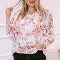 Women's Plus Size Floral Tie Neck High-Low Blouse