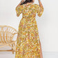 Floral V-Neck Short Sleeve Slit Dress