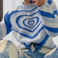 Heart Mock Neck Long Sleeve Sweater