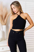 Basic Bae Halter Neck Ribbed Cropped Knit Top *