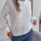 NotSoBasic Cable-Knit Round Neck Long Sleeve Sweater