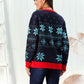 ModDanzyCloset Dark Navy Christmas Snowflake Pattern Button Down Cardigan