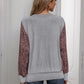 Leopard Print Round Neck Dolman Sleeve Blouse