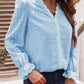 Full Size Swiss Dot Flounce Sleeve Blouse