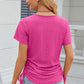 Eyelet Round Neck Short Sleeve T-Shirt