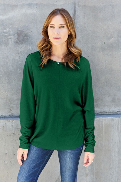Double Take Full Size Round Neck Long Sleeve T-Shirt *
