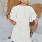 Eyelet Applique V-Neck Cap Sleeve T-Shirt