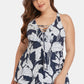 Plus Size Botanical Print Lace-Up Two-Piece Swim Set