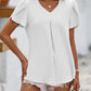 Malibu Dreams Full Size Ruche V-Neck Petal Sleeve Top