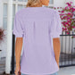 Eyelet Notched Puff Sleeve T-Shirt