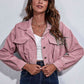 Collared Neck Dropped Shoulder Buttoned Jacket