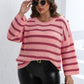 Plus Size Striped Dropped Shoulder Sweater