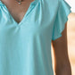 Ruffled Notched Cap Sleeve Tank
