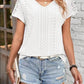 Eyelet V-Neck Short Sleeve T-Shirt
