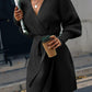 Open Front Lantern Sleeve Tied Cardigan