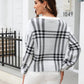 Printed Round Neck Dropped Shoulder Sweater